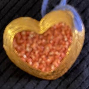 Coral heart pin